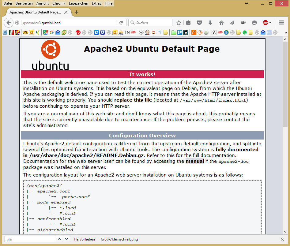Ubuntu Apache2 Install Confirmation Site